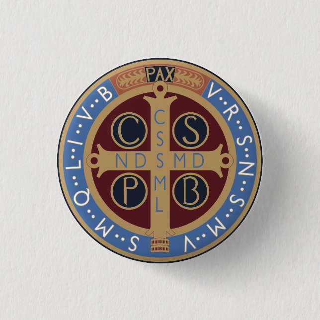 Chapa Redonda De 2,5 Cm Medalla de San Benito (Anverso)