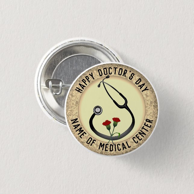Chapa Redonda De 2,5 Cm Médica del Centro Médico Día Stethoscope (Anverso y reverso)