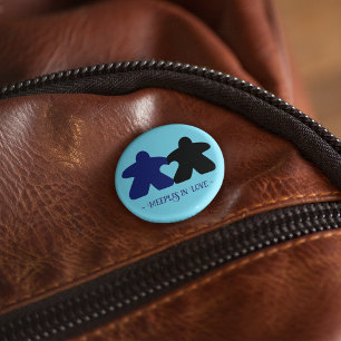 Chapa Redonda De 2,5 Cm Meeples in Love, Blue & Black Pin