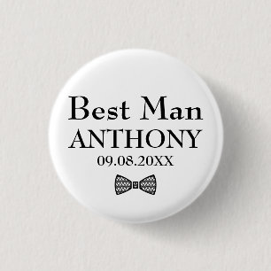 Chapa Redonda De 2,5 Cm Mejor hombre Boda de regalos de nombres personaliz