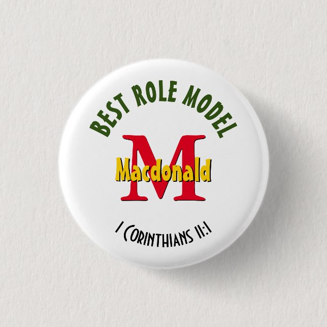 Chapa Redonda De 2,5 Cm MEJOR MODELO DE ROL Mamá Papá Personalizada (Anverso)