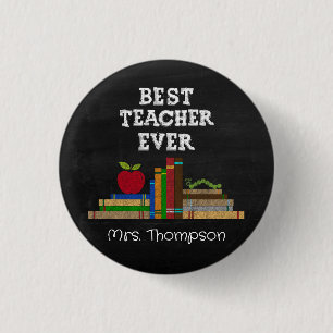 Chapa Redonda De 2,5 Cm Mejor Profesor de Todos los Tiempos Pizarra