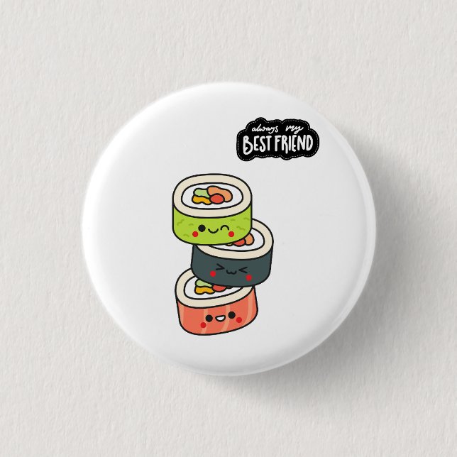 Chapa Redonda De 2,5 Cm Mejores Amigos Sushi (Anverso)