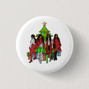 Chapa Redonda De 2,5 Cm Melanin Sistas Navidad Árbol Amistad Sista