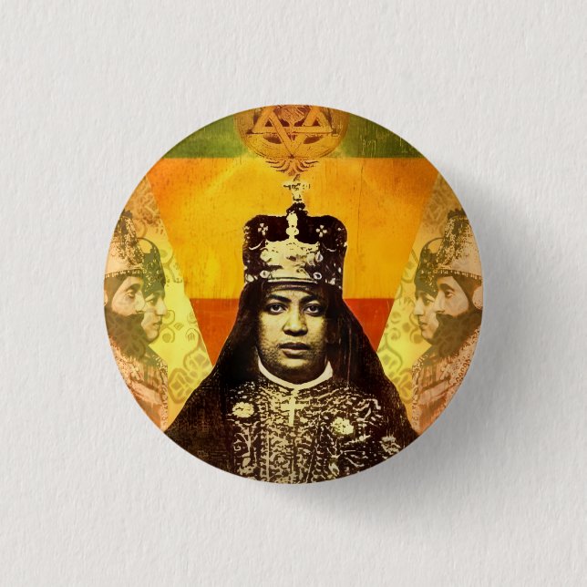 Chapa Redonda De 2,5 Cm Menen Asfaw Haile Selassie HIM Jah Rastafari  (Anverso)