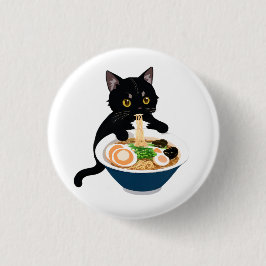 Chapa Redonda De 2,5 Cm Meow-tastic Ramen Festín: Insignia para gato suave
