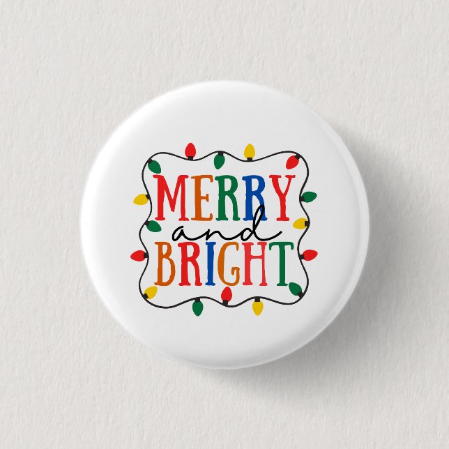 Chapa Redonda De 2,5 Cm Merry And Bright Christmas (Anverso)