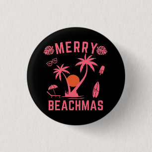 Chapa Redonda De 2,5 Cm Merry Beachmas Navidades En Julio