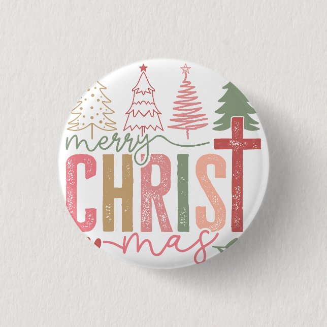 Chapa Redonda De 2,5 Cm Merry Christ Mas Button (Anverso)
