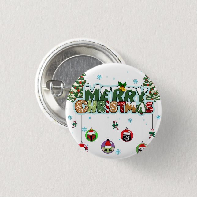 Chapa Redonda De 2,5 Cm Merry Christmas Button (Anverso y reverso)
