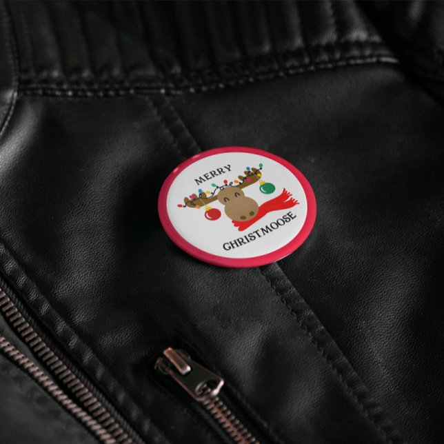 Chapa Redonda De 2,5 Cm Merry Christmoose Funny Navidades (Subido por el creador)