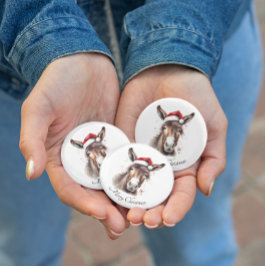 Chapa Redonda De 2,5 Cm Merry Little Navidades Donkey, personalizado