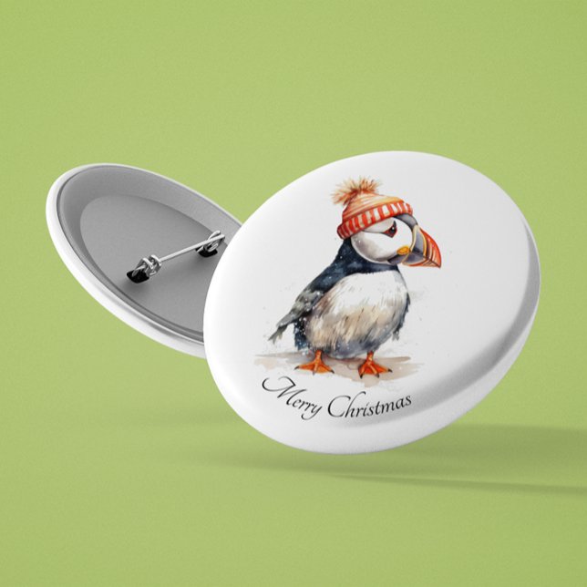 Chapa Redonda De 2,5 Cm Merry Puffin, personalizado (Subido por el creador)