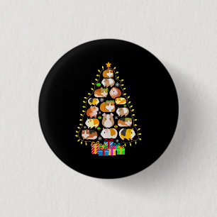 Chapa Redonda De 2,5 Cm Merry Xmas Guinea Cerdo Nochebuena Ilumina Árbol d