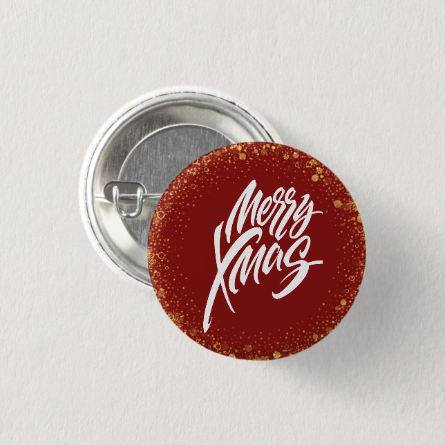 Chapa Redonda De 2,5 Cm Merry xmas red (Anverso y reverso)