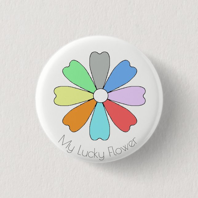 Chapa Redonda De 2,5 Cm Mi flor de la suerte Button Pin (Anverso)