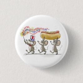 Chapa Redonda De 2,5 Cm Micrófono, Mac & Moe's Happy 4th of July Button