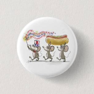 Chapa Redonda De 2,5 Cm Micrófono, Mac & Moe's Happy 4th of July Button