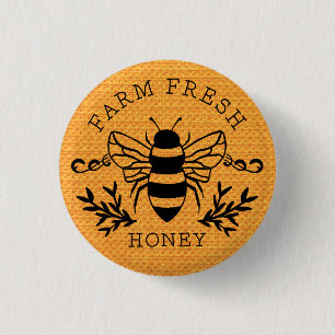 Chapa Redonda De 2,5 Cm Miel de abeja botánica diseño vintage granja fresc