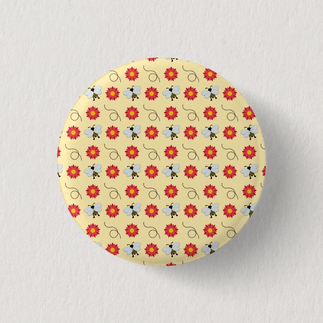 Chapa Redonda De 2,5 Cm Miel De Abeja Y Flor (Anverso)