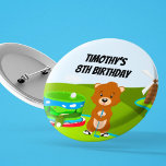 Chapa Redonda De 2,5 Cm Mini Putt Putt Birthday Cute Gopher Kids Fiesta<br><div class="desc">Este divertido botón de cumpleaños tiene un gopher adorable junto a un mini golf con forma de torta de cumpleaños,  con un molino de viento clásico girando al fondo.</div>