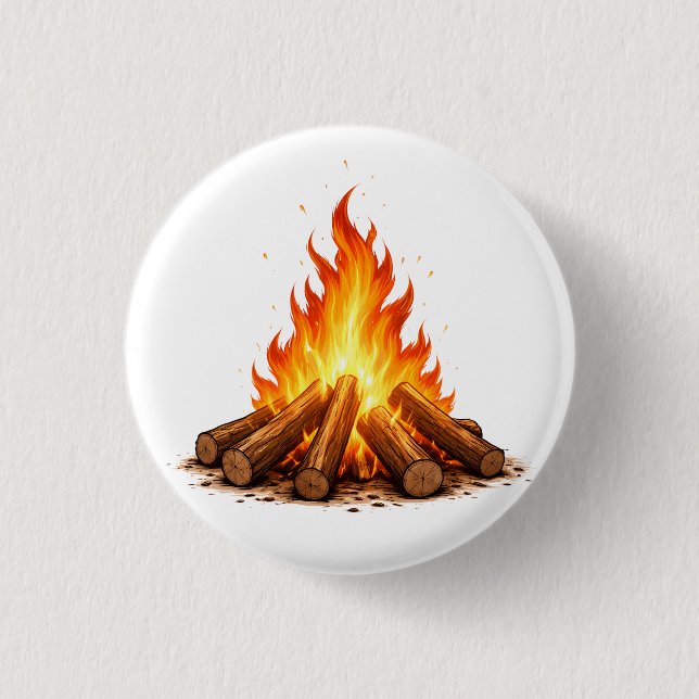 Chapa Redonda De 2,5 Cm Minimal Fire Illustration  (Anverso)