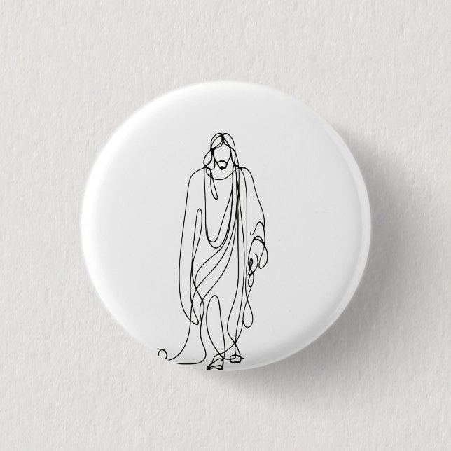 Chapa Redonda De 2,5 Cm Minimalist Jesus Drawing | One Line Art (Anverso)