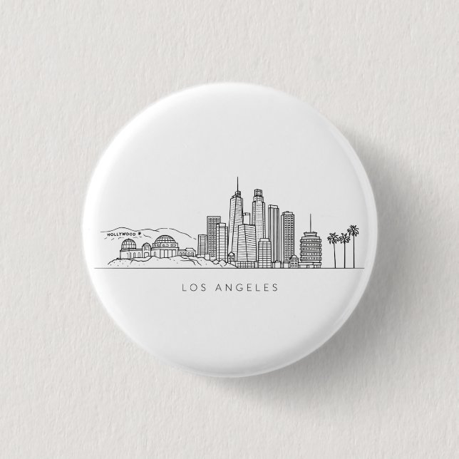Chapa Redonda De 2,5 Cm Minimalist Los Angeles Skyline Illustration (Anverso)