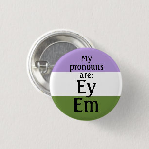 Chapa Redonda De 2,5 Cm Mis pronombres son: Ey Em - bandera genderqueer