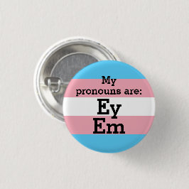 Chapa Redonda De 2,5 Cm Mis pronombres son: Ey Em - Bandera Trans