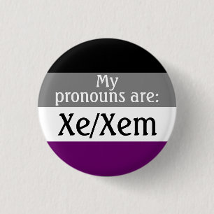 Chapa Redonda De 2,5 Cm Mis pronombres son: Xe/Xem - bandera asexual/ace