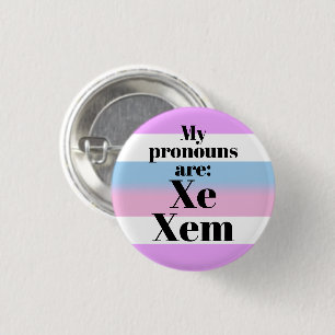 Chapa Redonda De 2,5 Cm Mis pronombres son: Xe Xem - bandera bigénero