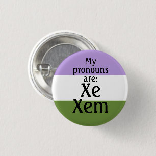 Chapa Redonda De 2,5 Cm Mis pronombres son: Xe Xem - bandera de género