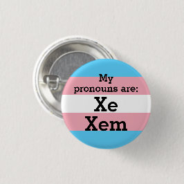 Chapa Redonda De 2,5 Cm Mis pronombres son: Xe Xem - Bandera Trans
