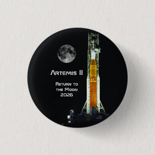 Chapa Redonda De 2,5 Cm Misión Artemis II a la Luna