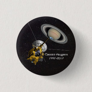 Chapa Redonda De 2,5 Cm Misión de Cassini Huygens a Saturno