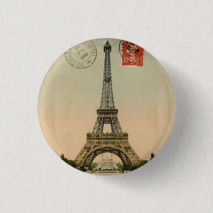 Chapa Redonda De 2,5 Cm Moda francesa antigua Torre Eiffel Paris Postcard