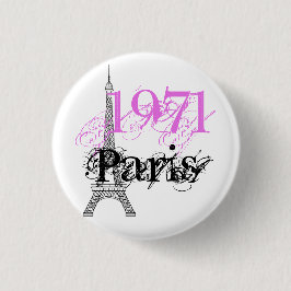 Chapa Redonda De 2,5 Cm Moda Torre Eiffel Negro Rosa 50 Aniversario