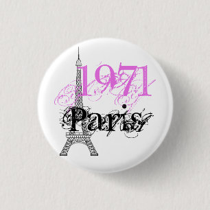 Chapa Redonda De 2,5 Cm Moda Torre Eiffel Negro Rosa 50 Aniversario