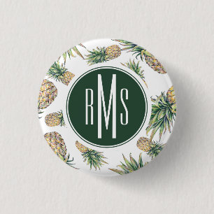 Chapa Redonda De 2,5 Cm Modelo de la piña de la acuarela