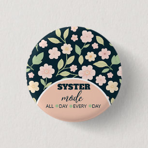 Chapa Redonda De 2,5 Cm Modern Pink Wildflowers Pattern