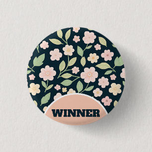 Chapa Redonda De 2,5 Cm Modern Pink Wildflowers Pattern