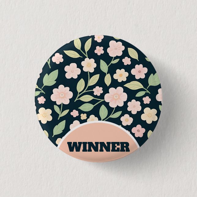 Chapa Redonda De 2,5 Cm Modern Pink Wildflowers Pattern (Anverso)