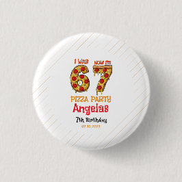 Chapa Redonda De 2,5 Cm Modern Slice Slice Boy Six Seven Birthday Party