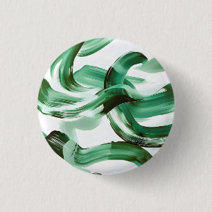 Chapa Redonda De 2,5 Cm Moderno abstracto de pinceladas verdes minimalista