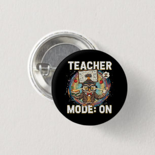 Chapa Redonda De 2,5 Cm Modo Profesor: ACTIVADO – Diseño de Búho Profesor 