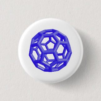 Chapa Redonda De 2,5 Cm Molécula de Buckminsterfullerene (azul)