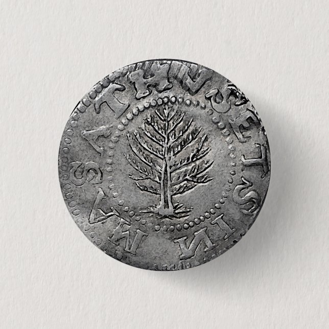Chapa Redonda De 2,5 Cm Moneda del árbol de pino de Massachusetts (Anverso)