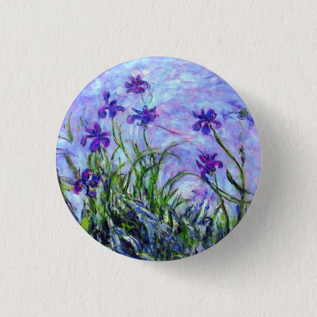 Chapa Redonda De 2,5 Cm Monet Lilac Irises (Anverso)