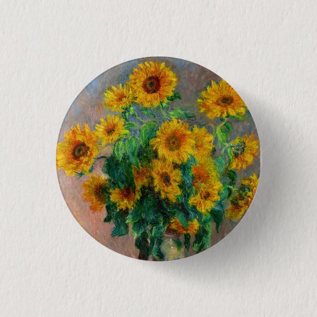 Chapa Redonda De 2,5 Cm Monet Sunflowers (Anverso)